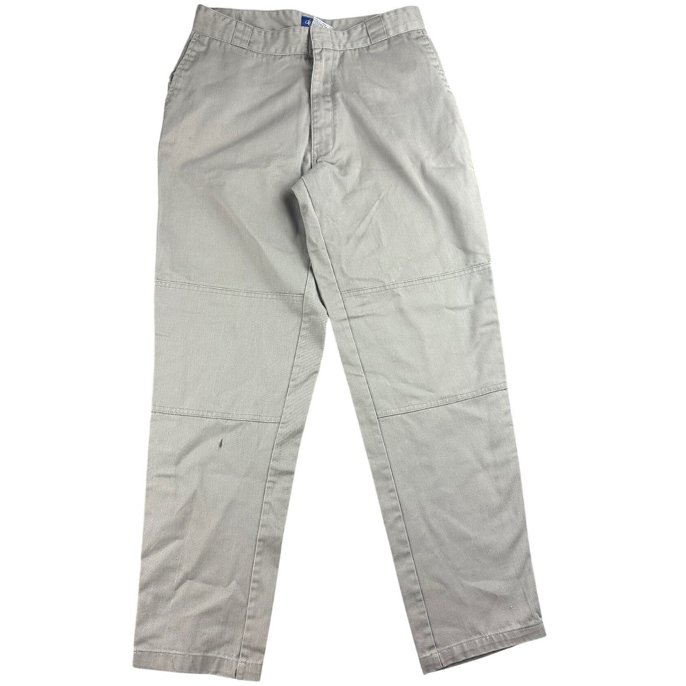 Dickies Pants Boys 20R Khaki Straight Leg Double Knee Workwear Cotton Blend